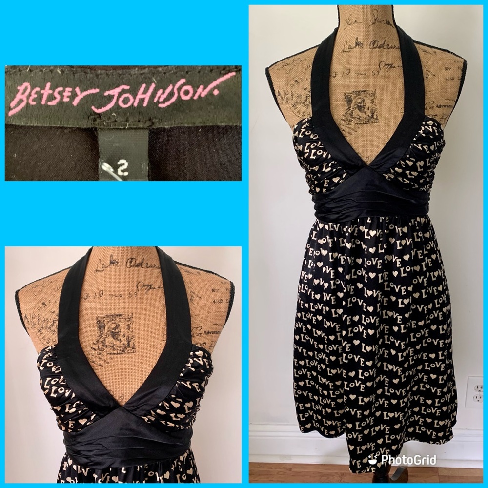Betsey Johnson Love Dress Silk Halter NWT